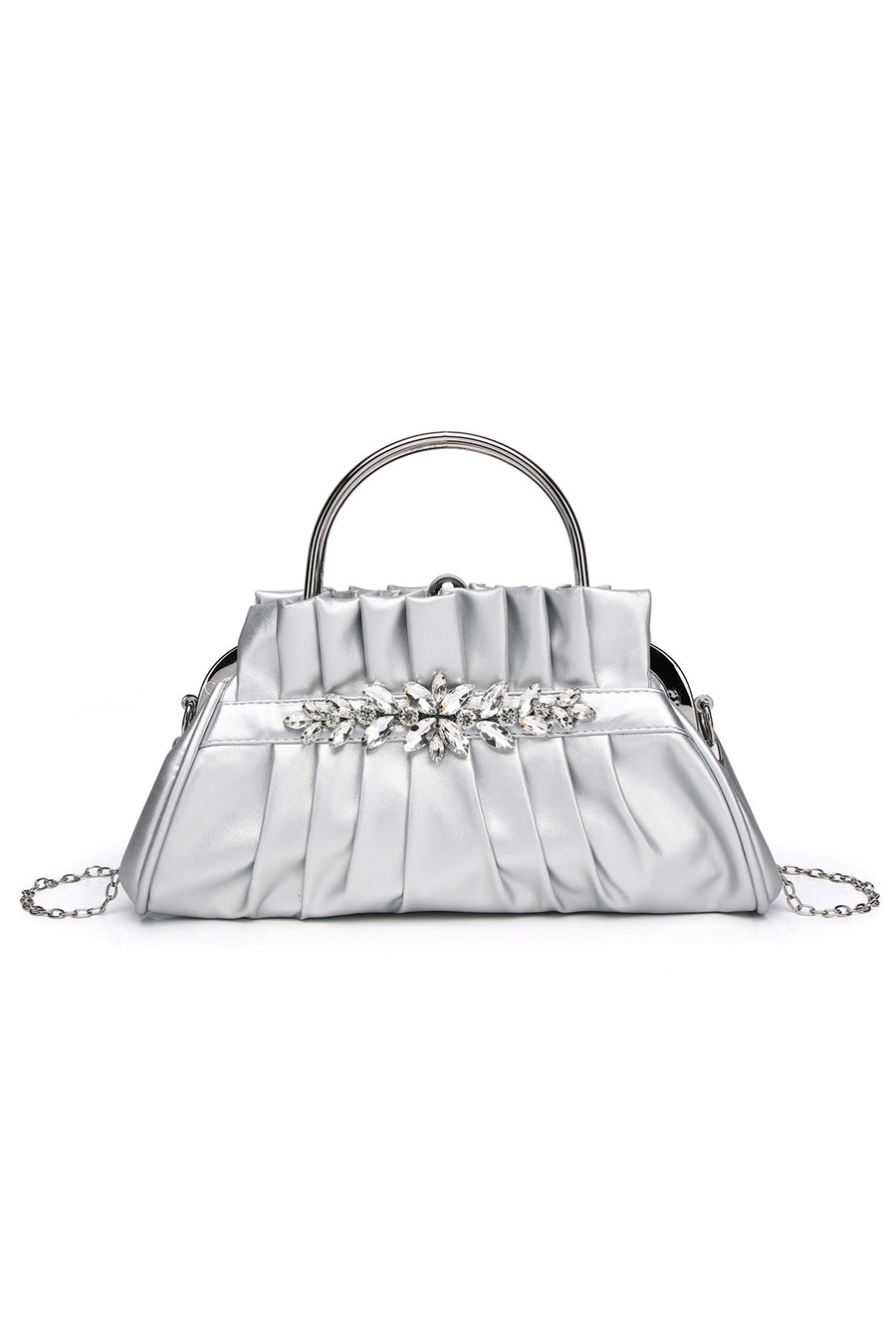 Glass Drill Pleated Pu Leather Bag HB2522