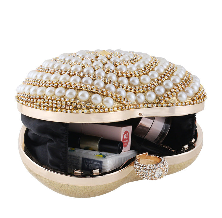 Heart Rhinestone Pearl Evening Bag HB2534