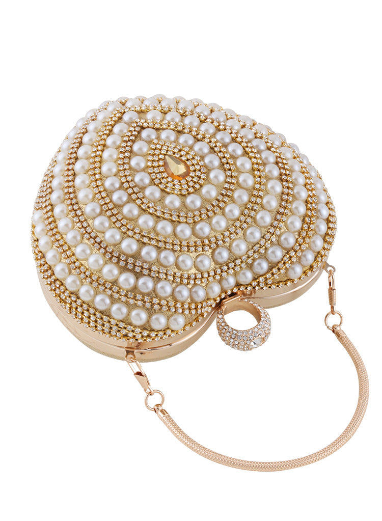 Heart Rhinestone Pearl Evening Bag HB2534