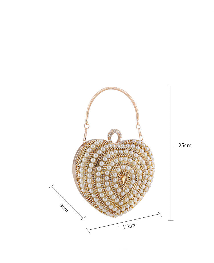 Heart Rhinestone Pearl Evening Bag HB2534