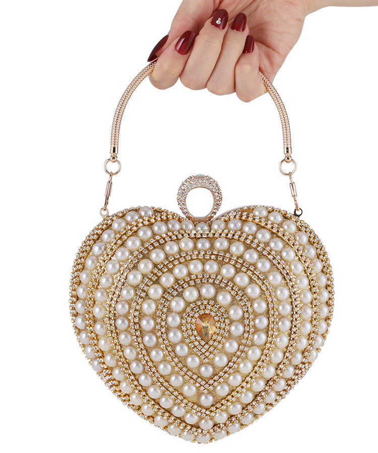 Heart Rhinestone Pearl Evening Bag HB2534