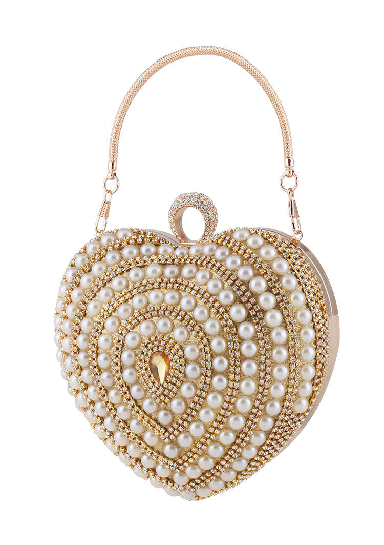 Heart Rhinestone Pearl Evening Bag HB2534