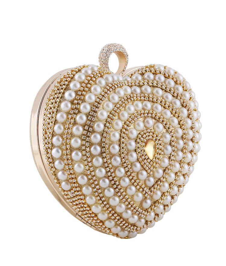 Heart Rhinestone Pearl Evening Bag HB2534