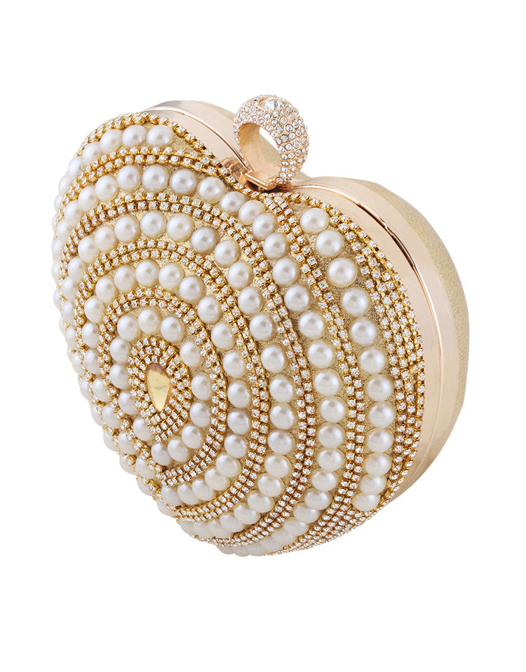 Heart Rhinestone Pearl Evening Bag HB2534