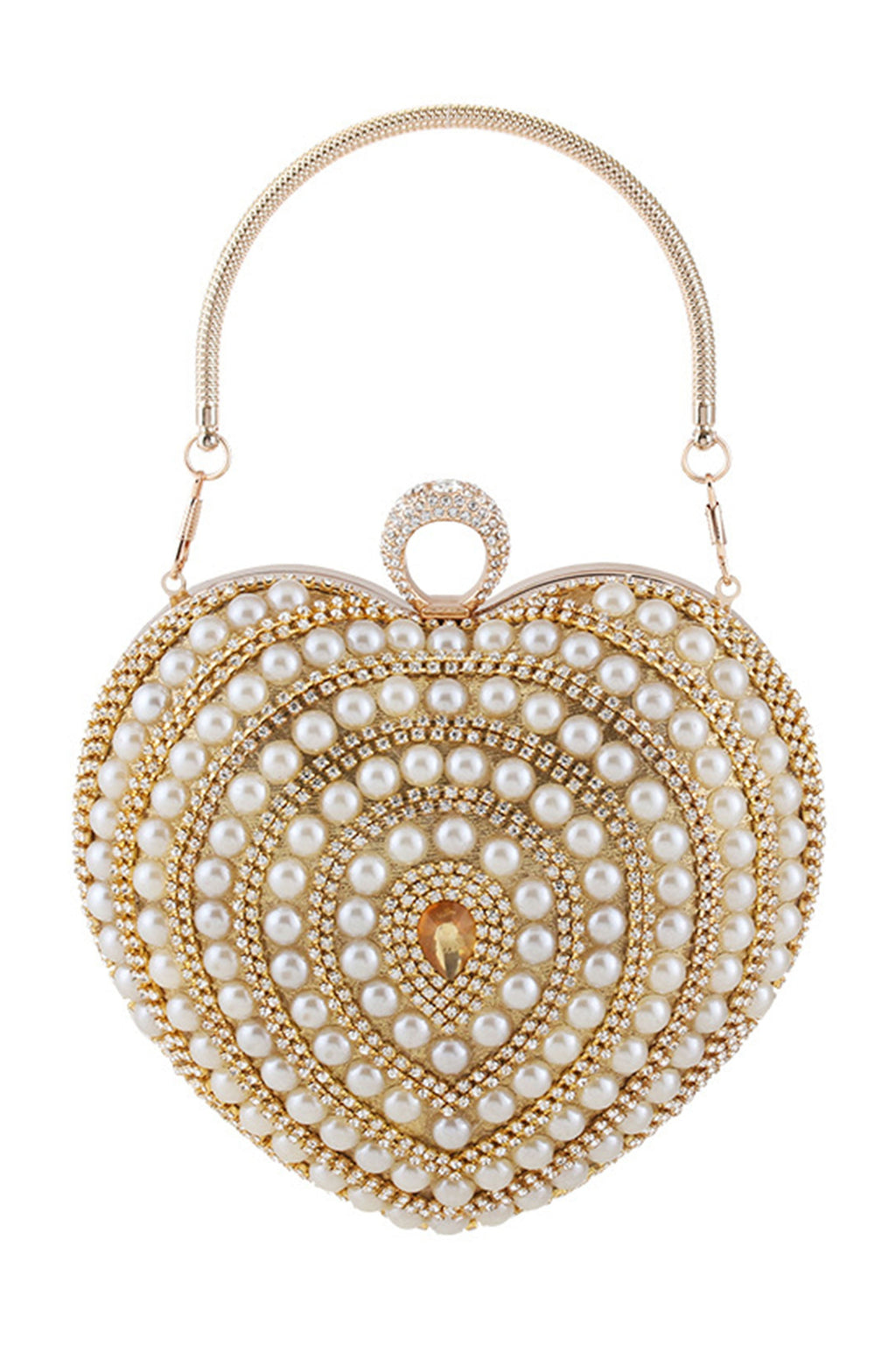 Heart Rhinestone Pearl Evening Bag HB2534