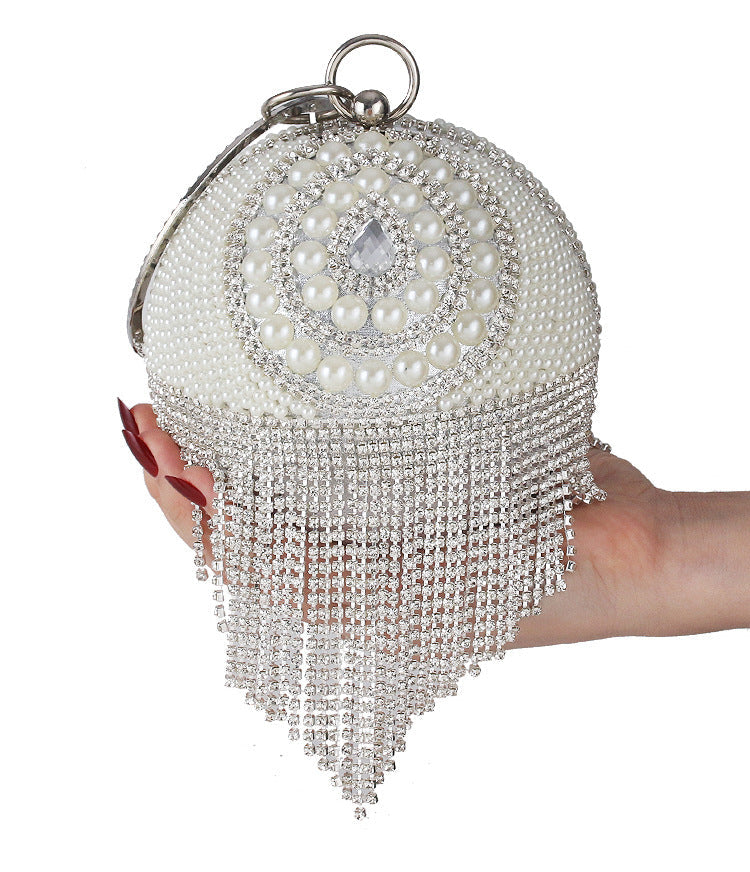 Ball Tassel Rhinestone Pearl Evening Bag HB2535