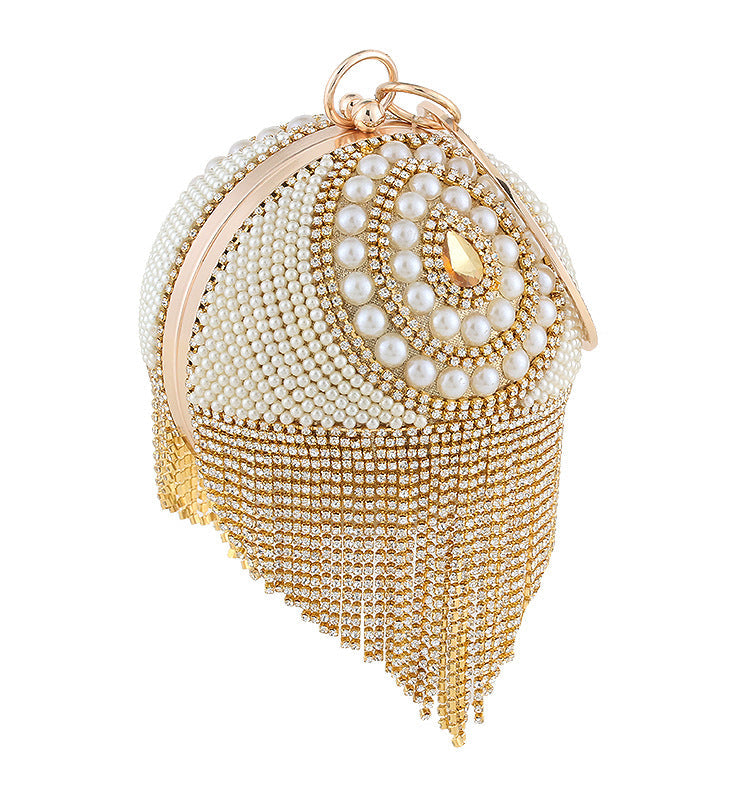 Ball Tassel Rhinestone Pearl Evening Bag HB2535