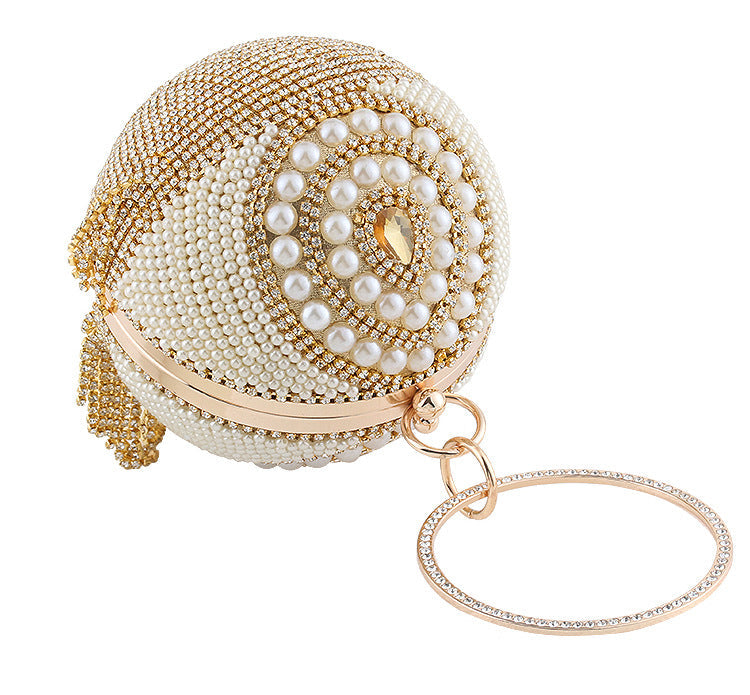 Ball Tassel Rhinestone Pearl Evening Bag HB2535
