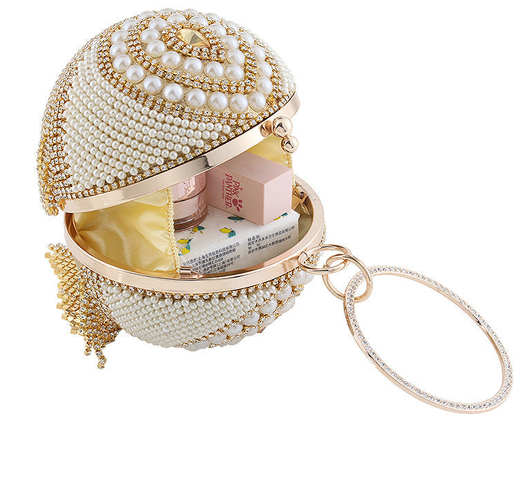 Ball Tassel Rhinestone Pearl Evening Bag HB2535