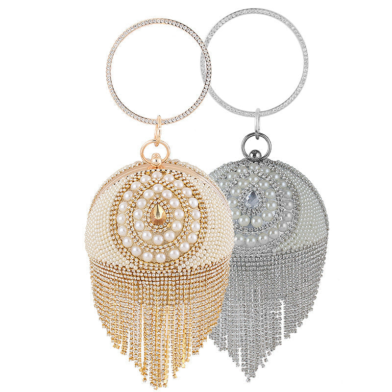 Ball Tassel Rhinestone Pearl Evening Bag HB2535