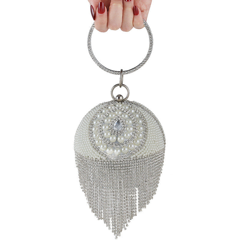 Ball Tassel Rhinestone Pearl Evening Bag HB2535