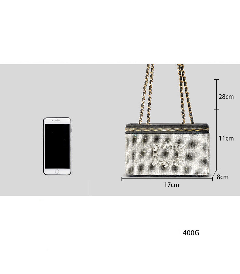 Rhinestone PU Box Bag  HB2542