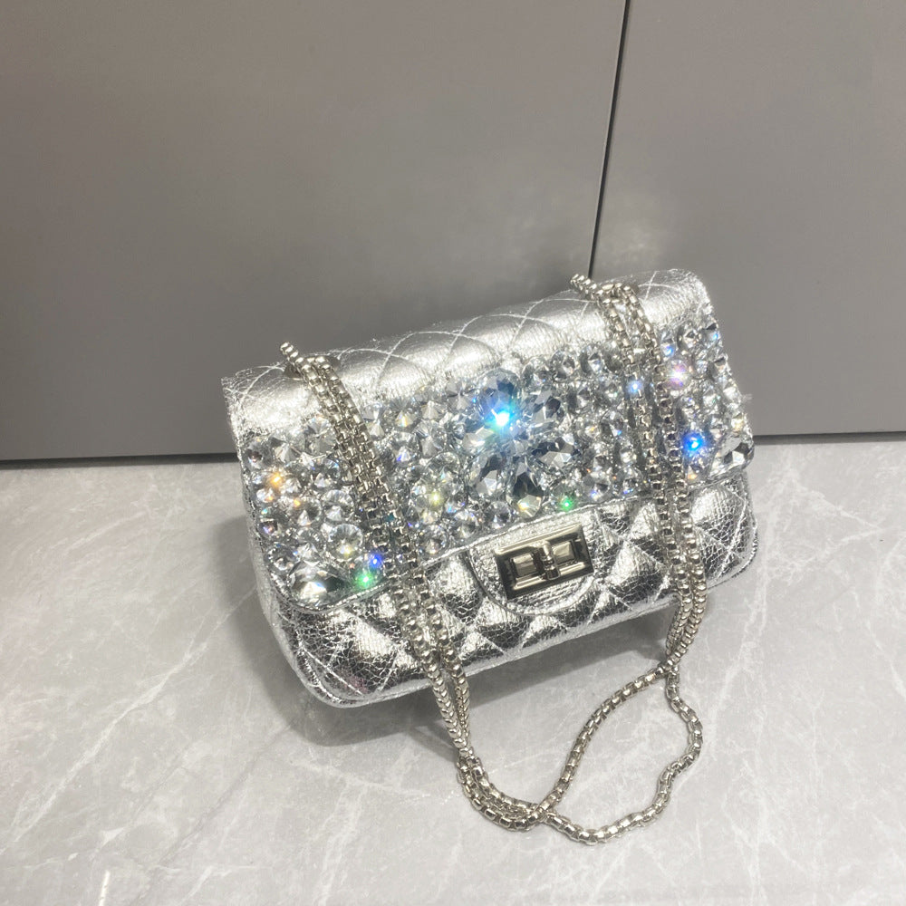 Rhombus Rhinestone Pu Leather Crossbody HB2554