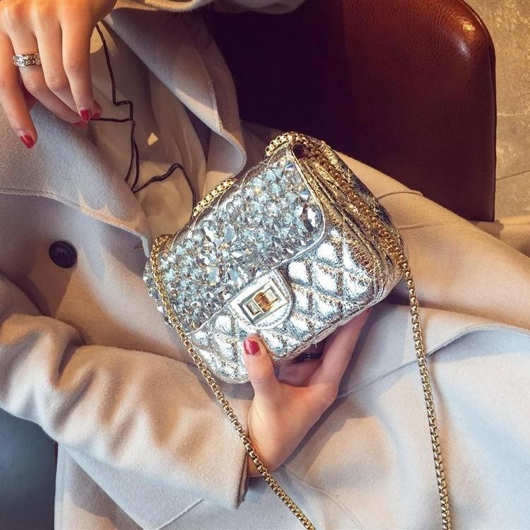 Rhombus Rhinestone Pu Leather Crossbody HB2554