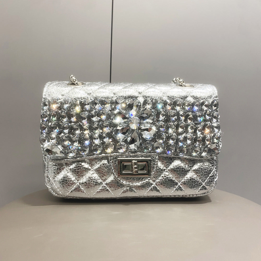 Rhombus Rhinestone Pu Leather Crossbody HB2554