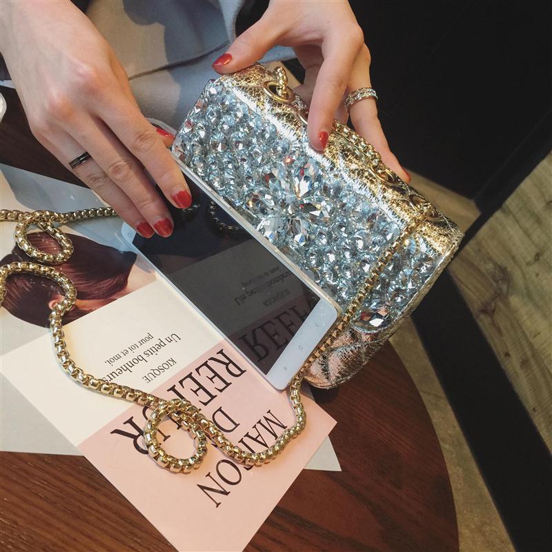 Rhombus Rhinestone Pu Leather Crossbody HB2554