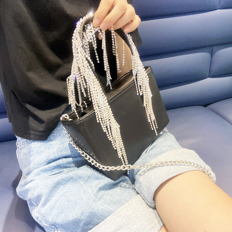 Rhinestone Tassel Pu Leather Crossbody HB2557