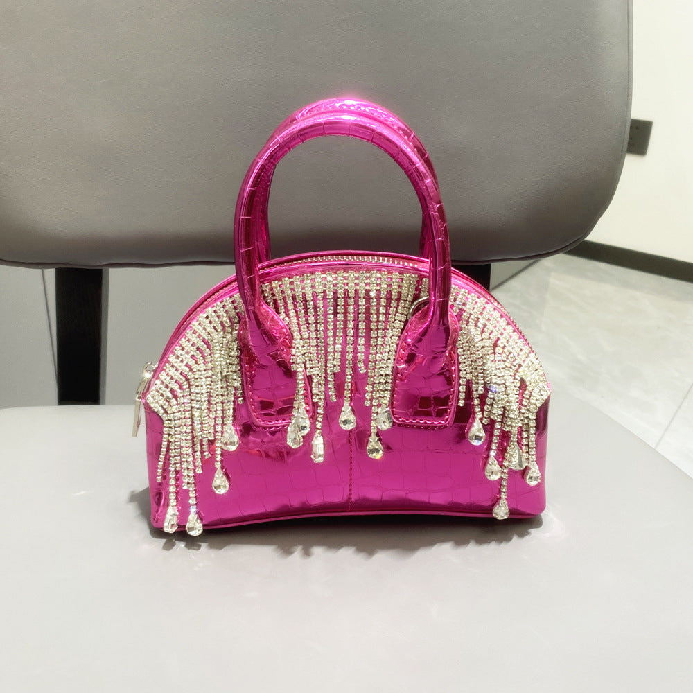 Rhinestone Tassel Shell Shape Pu Leather Crossbody HB2558