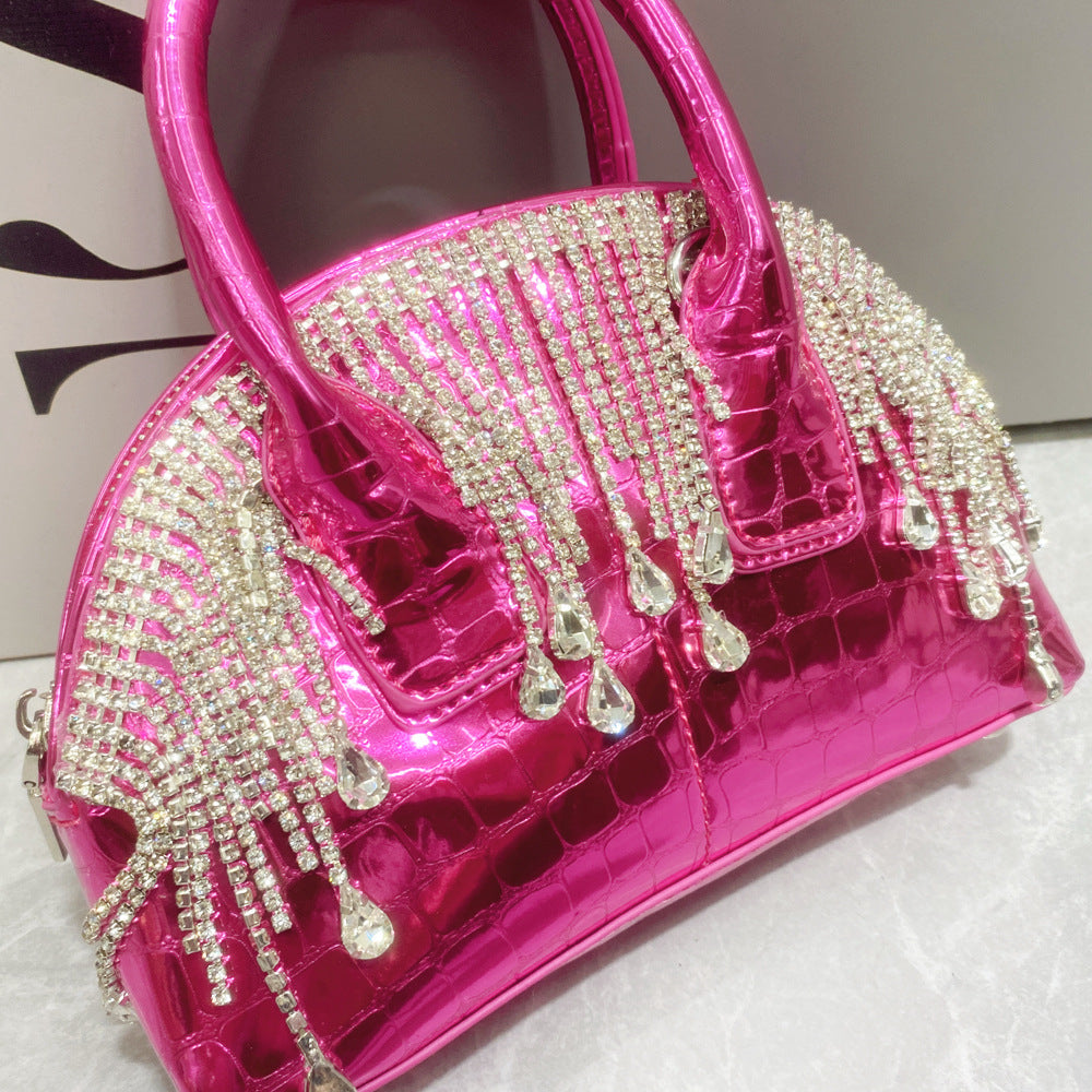 Rhinestone Tassel Shell Shape Pu Leather Crossbody HB2558
