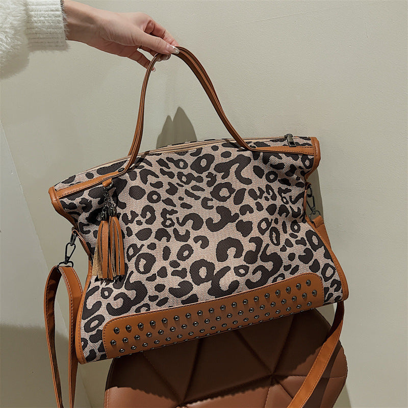 Animal Printed Rivet Pu Tote Bag HB2563