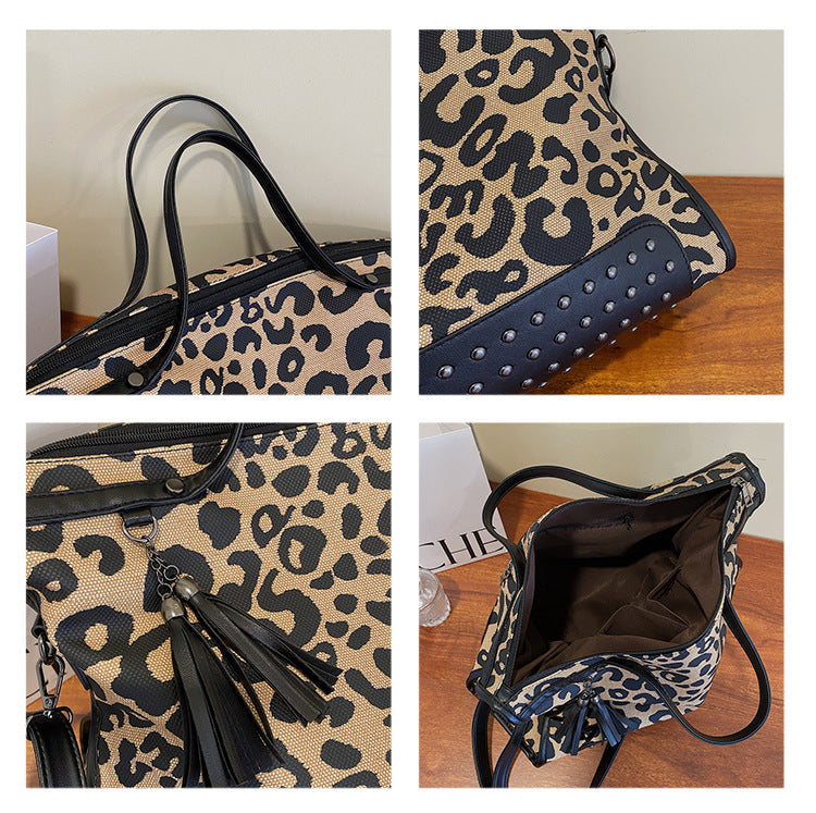 Animal Printed Rivet Pu Tote Bag HB2563