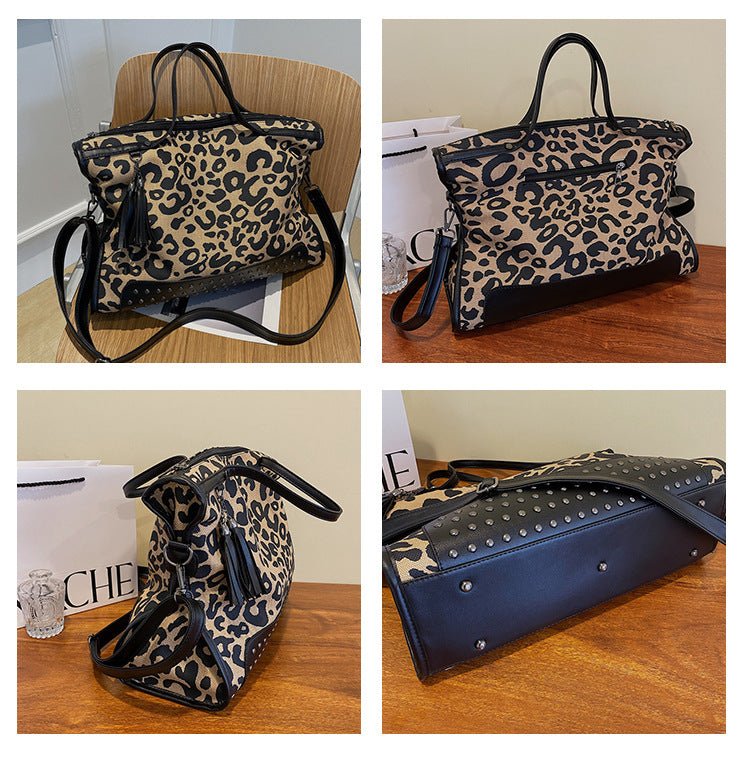 Animal Printed Rivet Pu Tote Bag HB2563