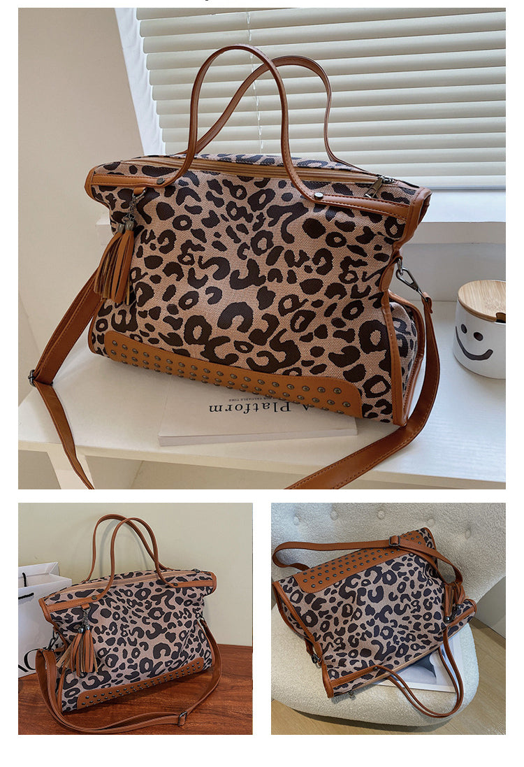 Animal Printed Rivet Pu Tote Bag HB2563