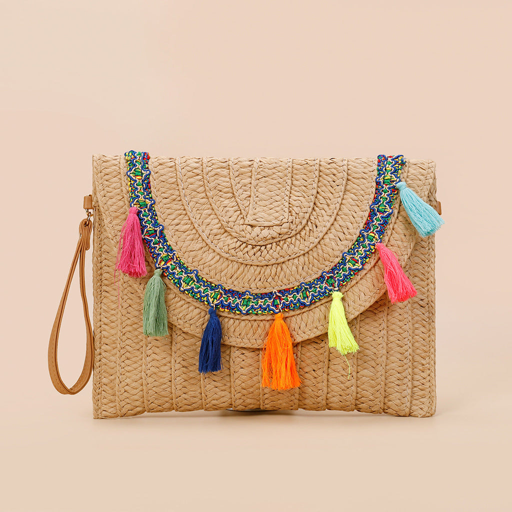 Straw Tassel Clutch Bag HB2624