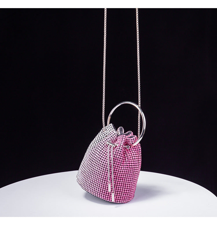 Gradient Color Rhinestone Bucket Bag HB2677
