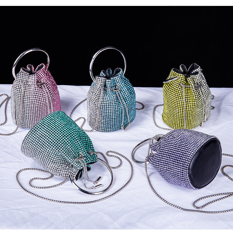 Gradient Color Rhinestone Bucket Bag HB2677