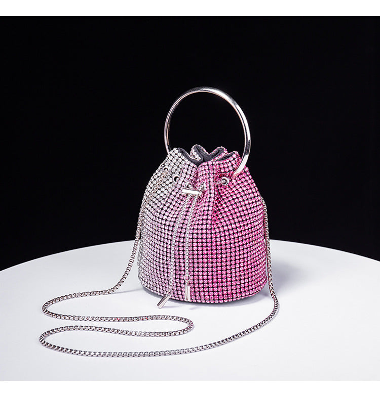 Gradient Color Rhinestone Bucket Bag HB2677