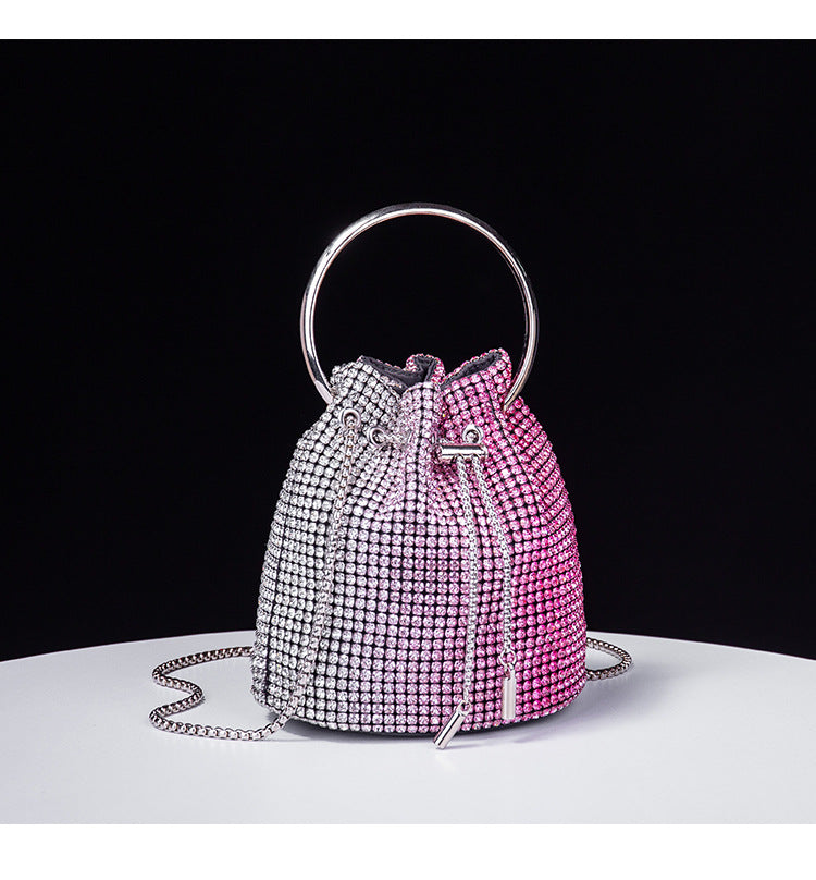 Gradient Color Rhinestone Bucket Bag HB2677