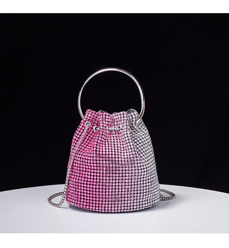Gradient Color Rhinestone Bucket Bag HB2677