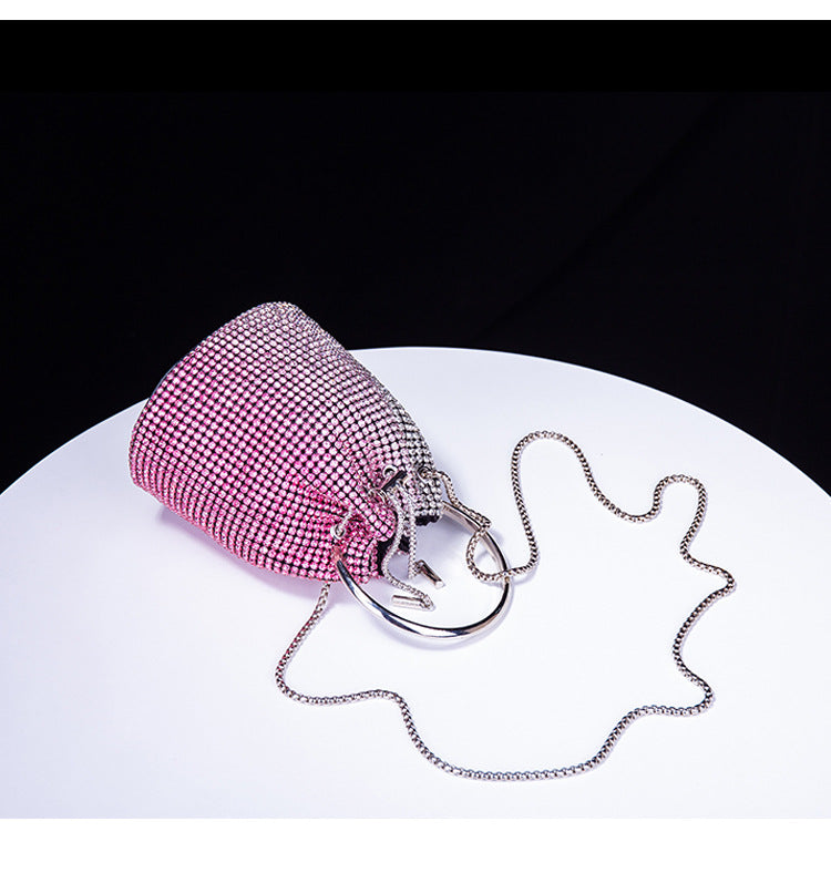 Gradient Color Rhinestone Bucket Bag HB2677