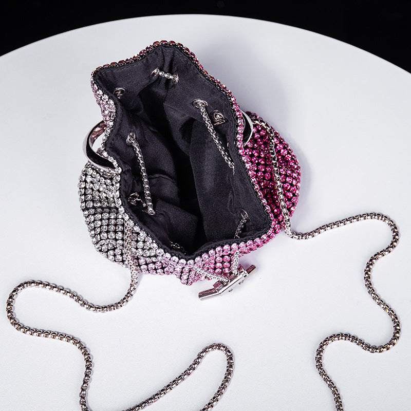 Gradient Color Rhinestone Bucket Bag HB2677