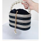 Pearl Handle Rhinestone Bucket Bag HB2685