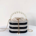 Pearl Handle Rhinestone Bucket Bag HB2685