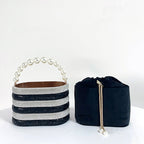 Pearl Handle Rhinestone Bucket Bag HB2685