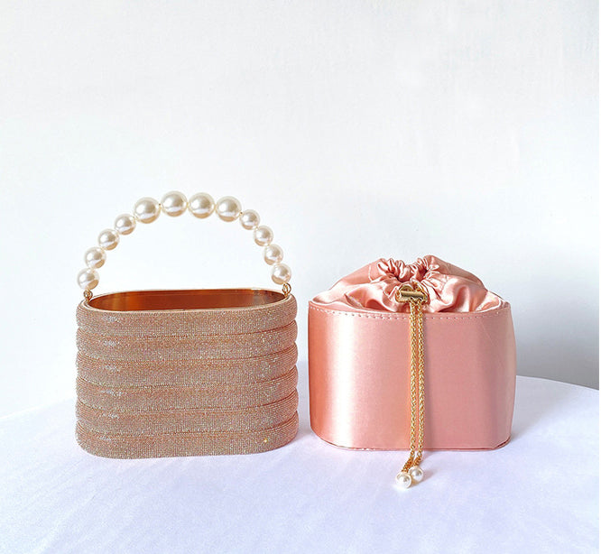 Pearl Handle Rhinestone Bucket Bag HB2685