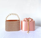 Pearl Handle Rhinestone Bucket Bag HB2685