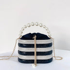 Pearl Handle Rhinestone Bucket Bag HB2685