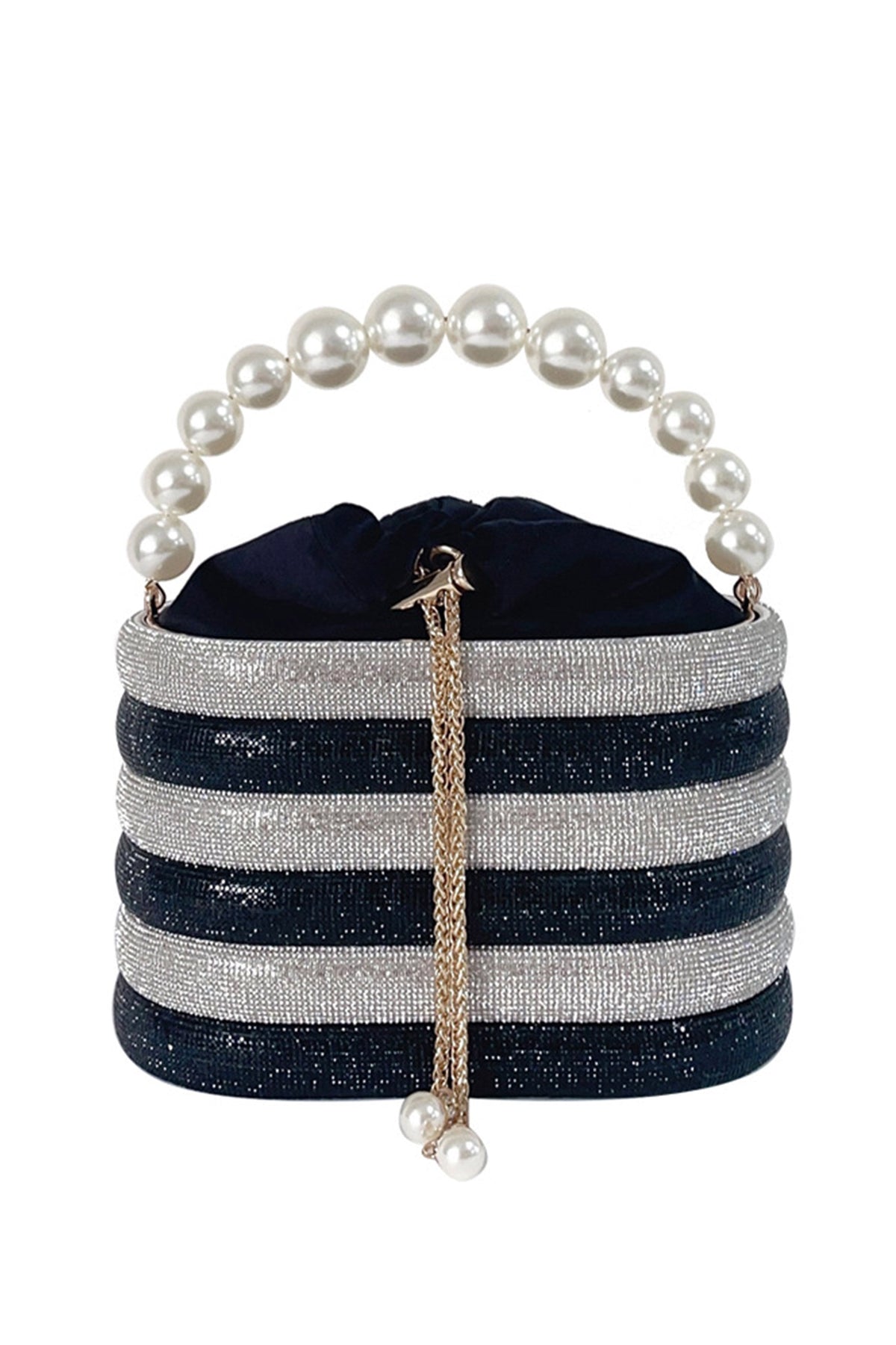 Pearl Handle Rhinestone Bucket Bag HB2685