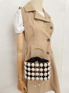 Pearl Hollow Alloy Bucket Bag HB2691