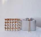 Pearl Hollow Alloy Bucket Bag HB2691