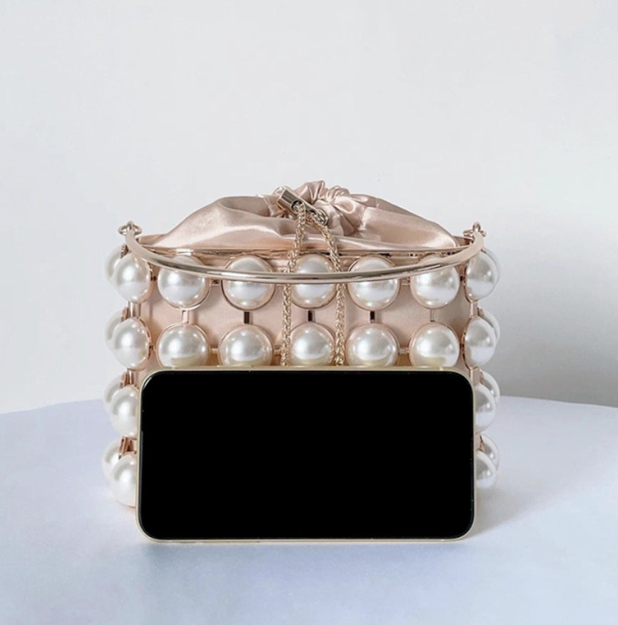 Pearl Hollow Alloy Bucket Bag HB2691
