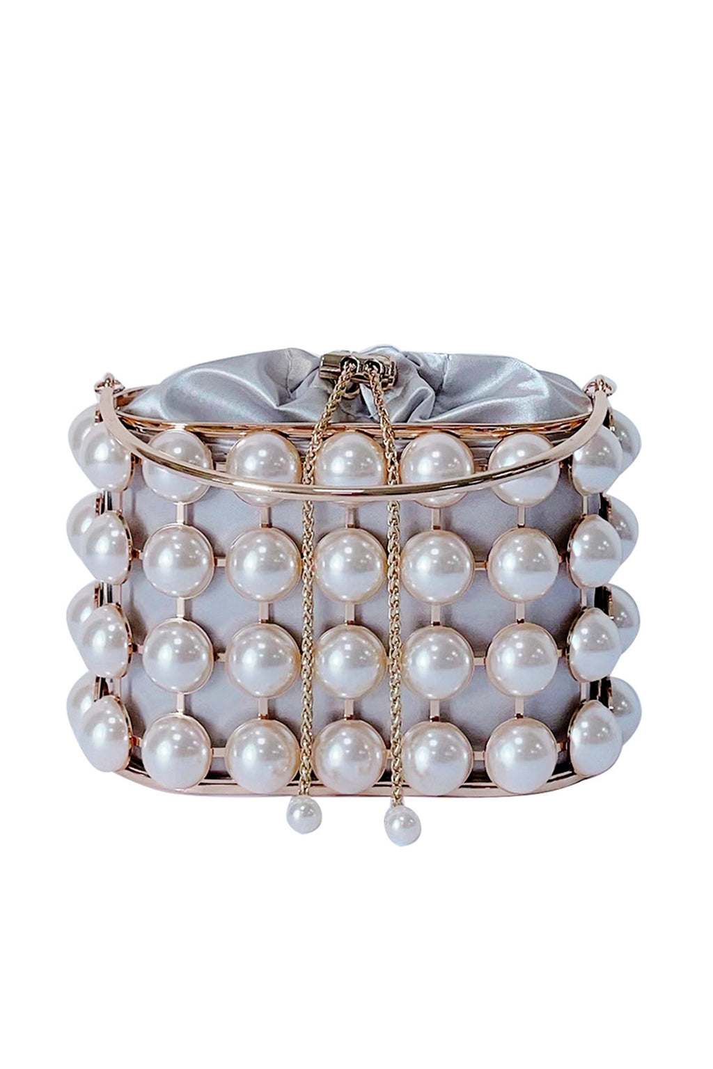 Pearl Hollow Alloy Bucket Bag HB2691
