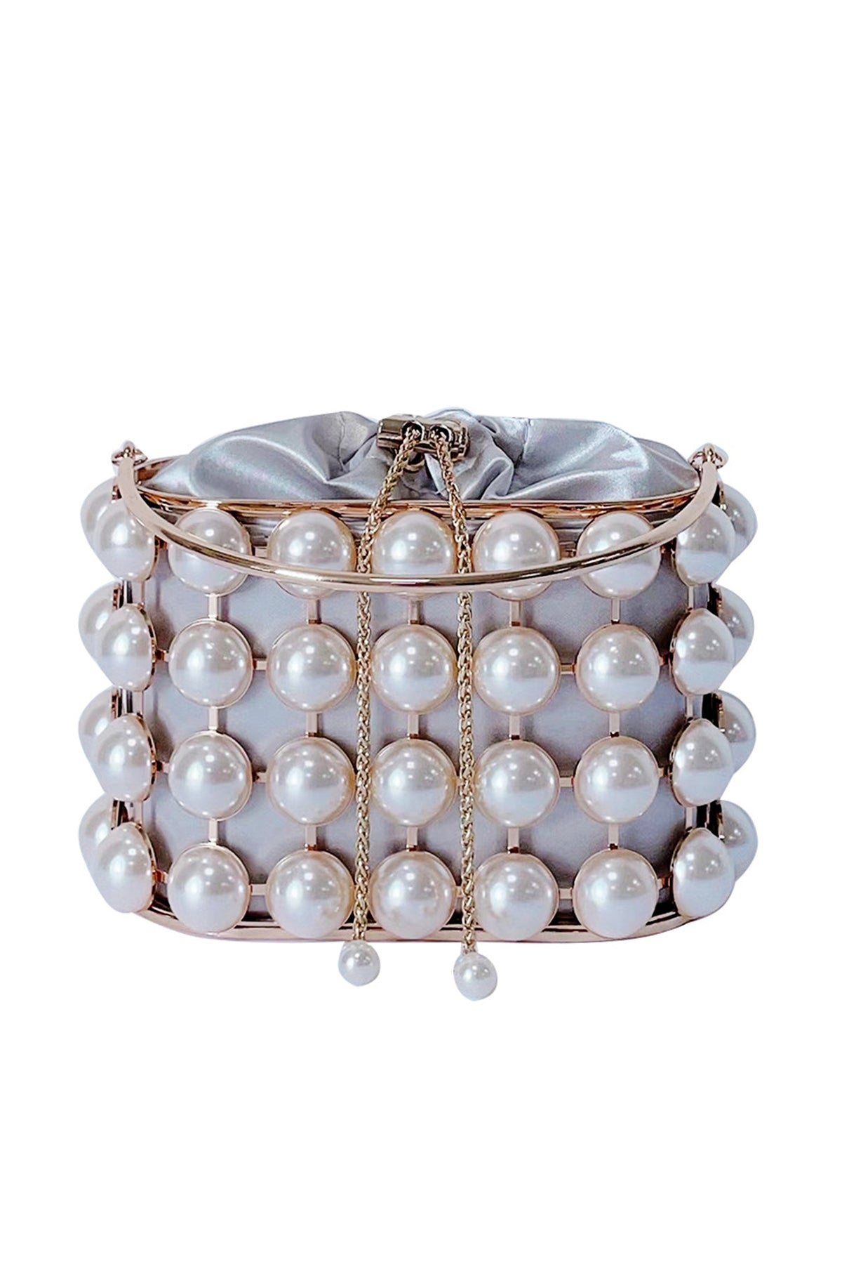Pearl Hollow Alloy Bucket Bag HB2691