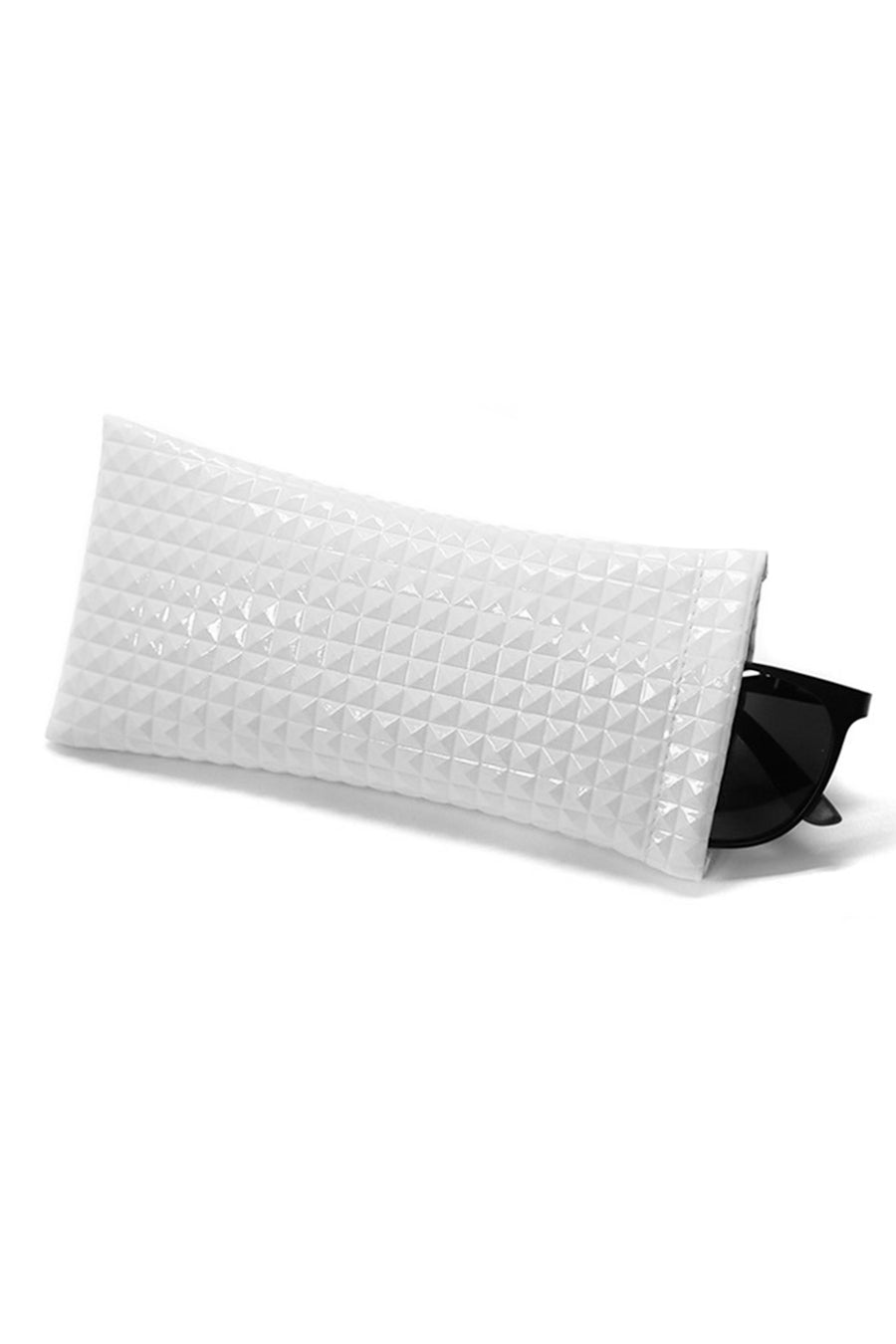 Diamond Grid Pattern Glasses Vegan Leather Protecting Case HB2695