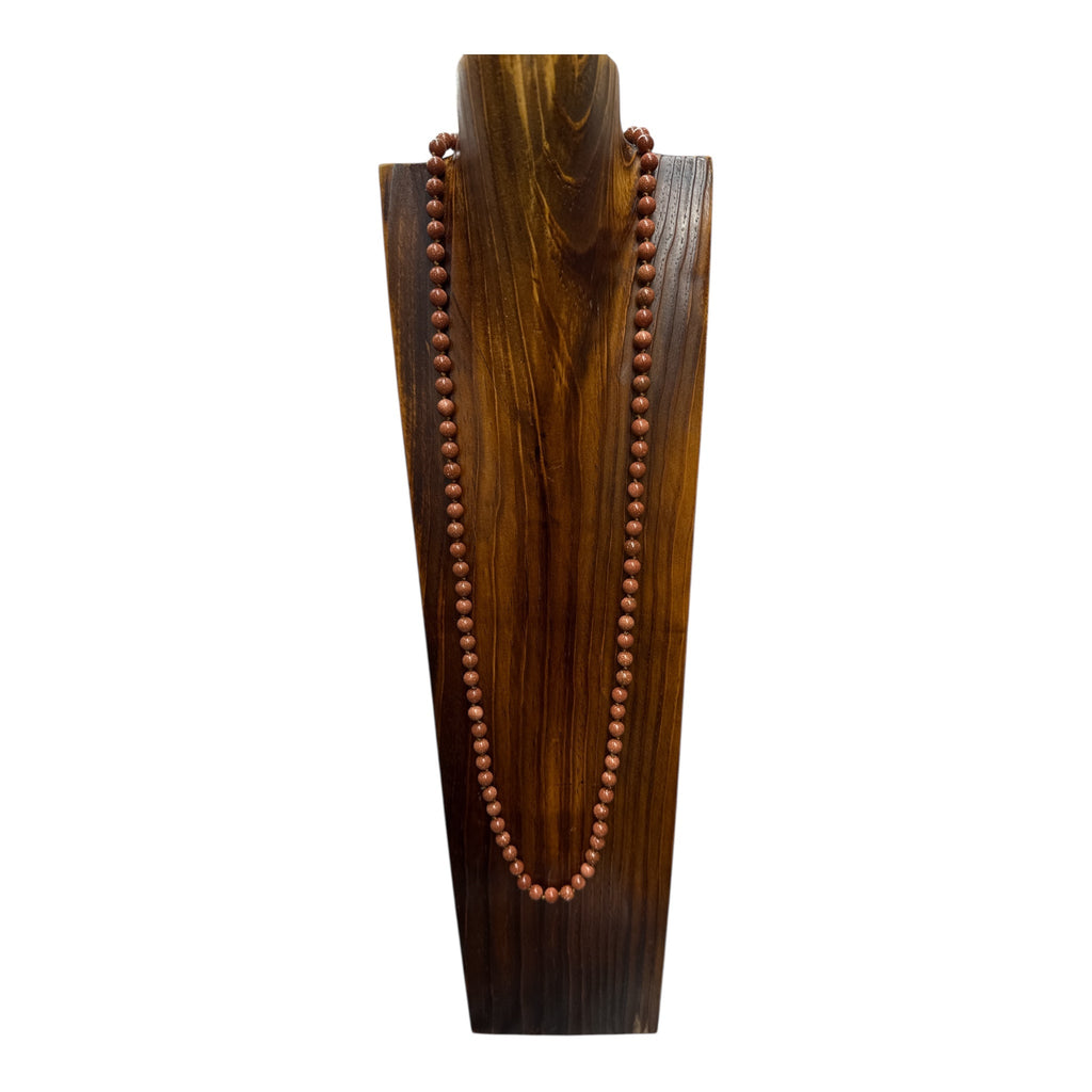 Red Gold Sandstone Beaded Necklaces N3180