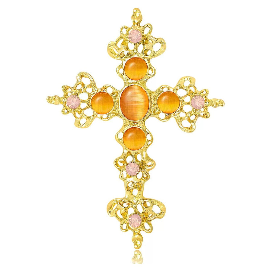 Cross Alloy Rhinestone Brooch PA6182